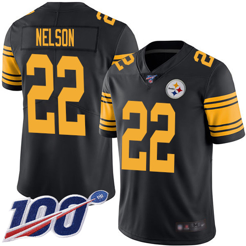 Men Pittsburgh Steelers Football 22 Limited Black Steven Nelson 100th Season Rush Vapor Untouchable Nike NFL Jersey